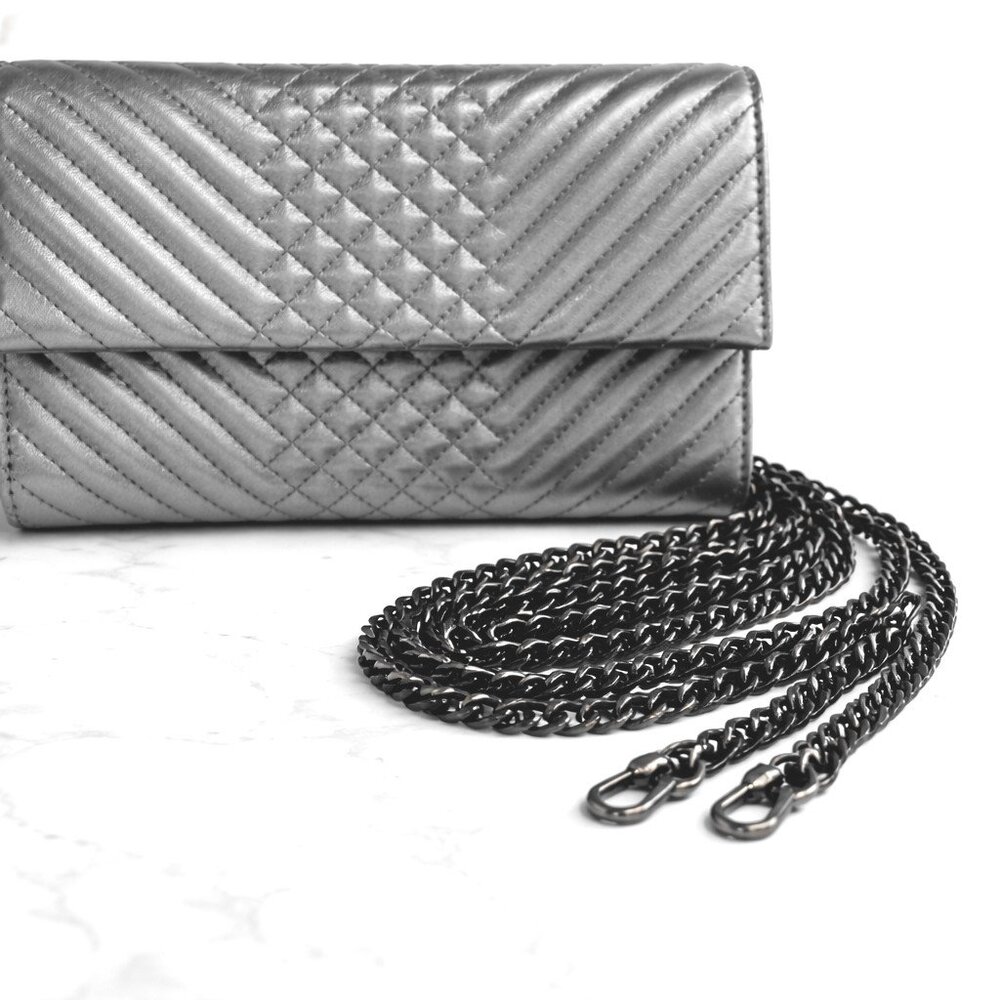 Vince Camuto Fayna Crossbody / Clutch – Radiant Silver Leather EUC